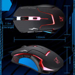 Chuột chơi game quang có dây Chasing Leopard T7 USB 6 phím 2400DPI điều chỉnh 3 tốc độ có đèn nền, trọng lượng cân bằng tích hợp, chiều dài: 1.8m, T7