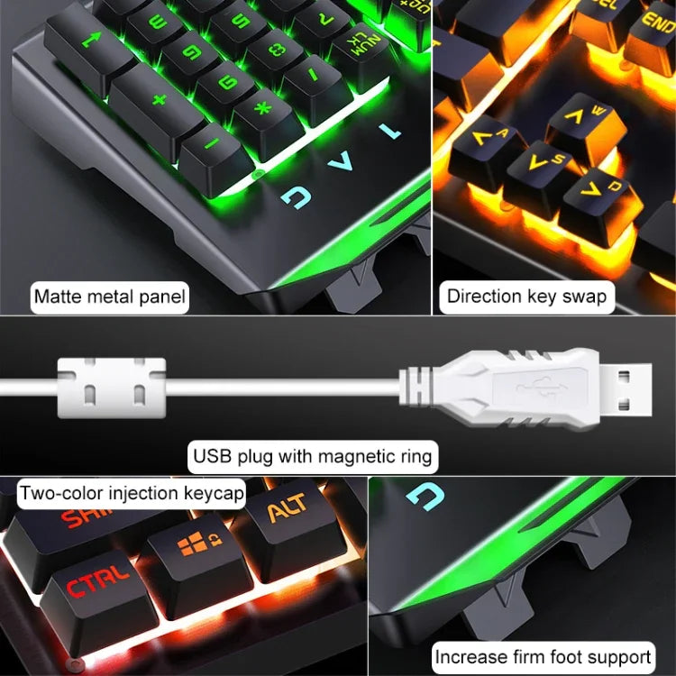 Bộ bàn phím chuột chơi game cảm giác cơ học im lặng YINDIAO V2