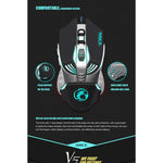 Chuột chơi game quang có dây iMICE V5 USB 7 nút 4000 DPI đèn nền nhiều màu cho máy tính PC Laptop, V5 (Trắng)