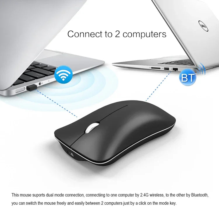 Chuột quang không dây điều chỉnh 4 phím 1600 DPI HXSJ T23 Bluetooth 5.0 + Bluetooth 3.0 + 2.4GHz ba chế độ, thiết kế công thái học, T23 màu đen