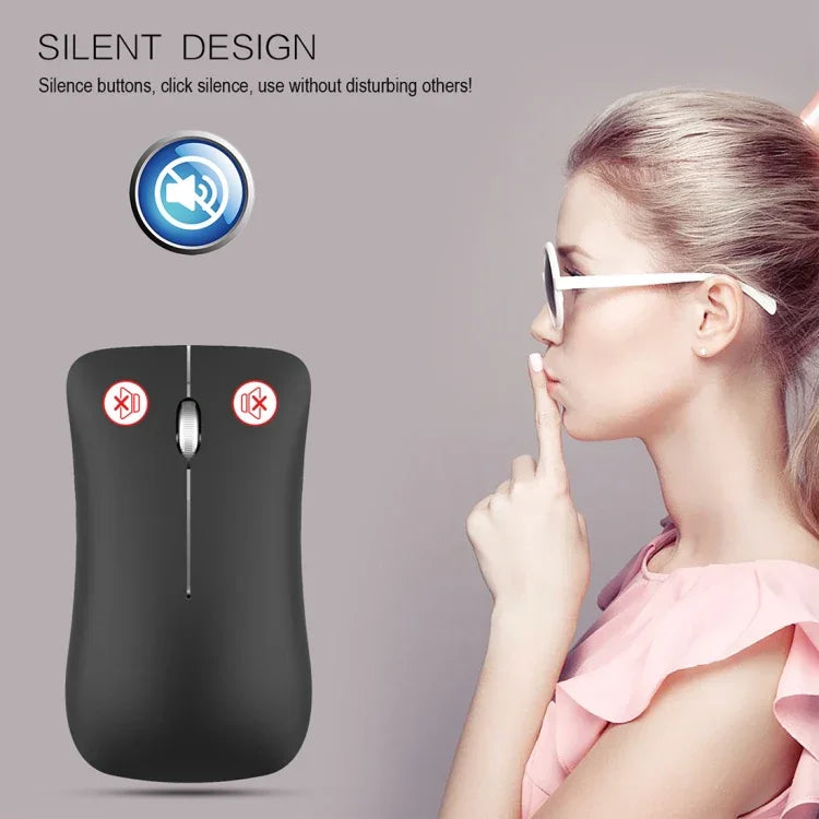 Chuột quang không dây điều chỉnh 4 phím 1600 DPI HXSJ T23 Bluetooth 5.0 + Bluetooth 3.0 + 2.4GHz ba chế độ, thiết kế công thái học, T23 màu đen