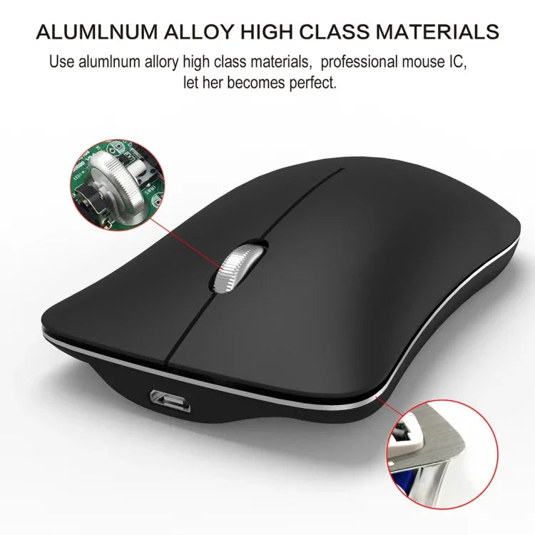 Chuột quang không dây điều chỉnh 4 phím 1600 DPI HXSJ T23 Bluetooth 5.0 + Bluetooth 3.0 + 2.4GHz ba chế độ, thiết kế công thái học, T23 màu đen