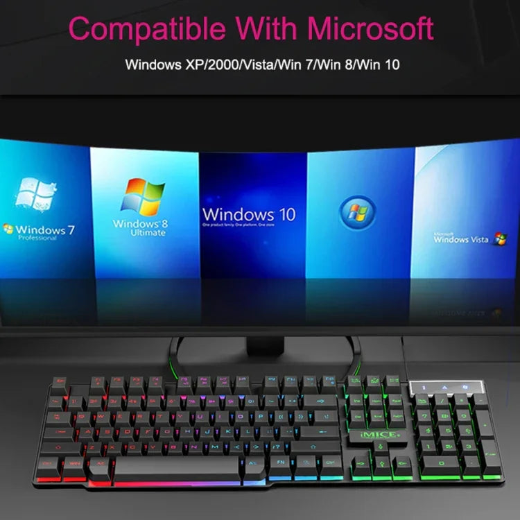Bàn phím chơi game có dây iMICE AK-600 USB với ký tự phím nổi phát sáng, đèn nền phát sáng (Màu đen)
