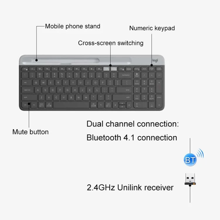 Bàn phím không dây mỏng nhẹ đa thiết bị Logitech K580 với giá đỡ điện thoại
