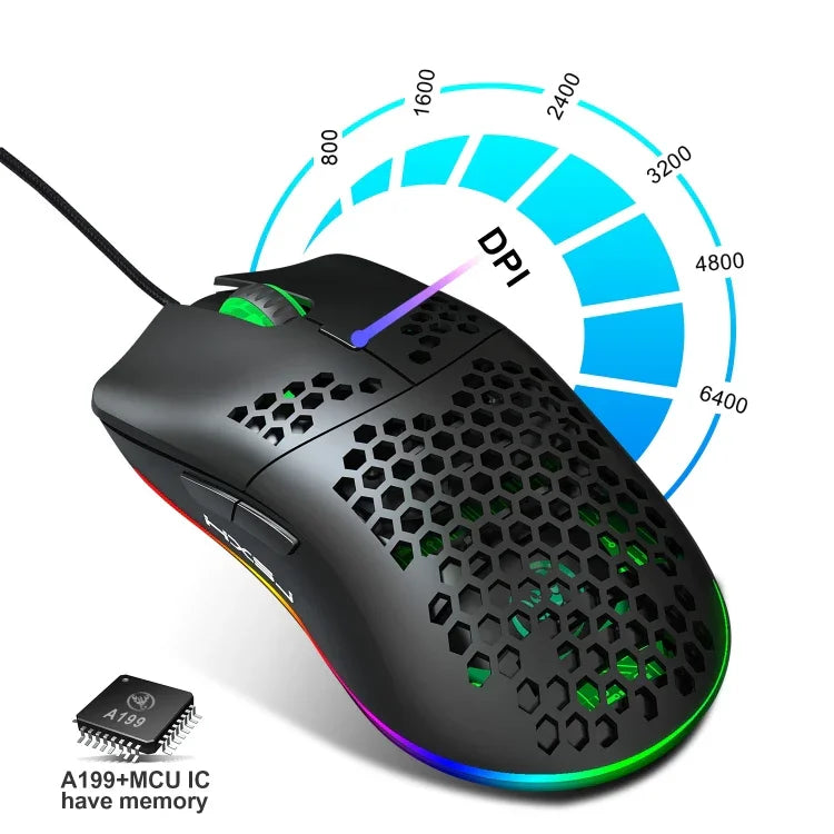 Chuột chơi game có dây HXSJ J900 với 6 phím và đèn RGB lập trình được (Màu trắng), J900 (Màu đen), J900 (Màu trắng)