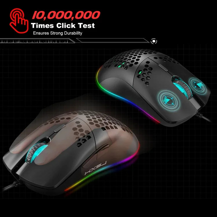 Chuột chơi game có dây HXSJ J900 với 6 phím và đèn RGB lập trình được (Màu trắng), J900 (Màu đen), J900 (Màu trắng)