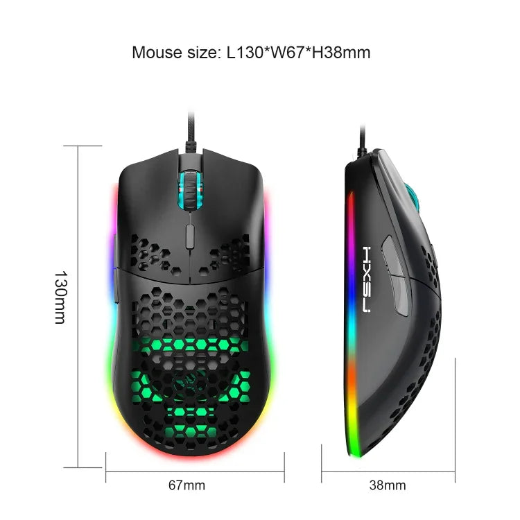 Chuột chơi game có dây HXSJ J900 với 6 phím và đèn RGB lập trình được (Màu trắng), J900 (Màu đen), J900 (Màu trắng)