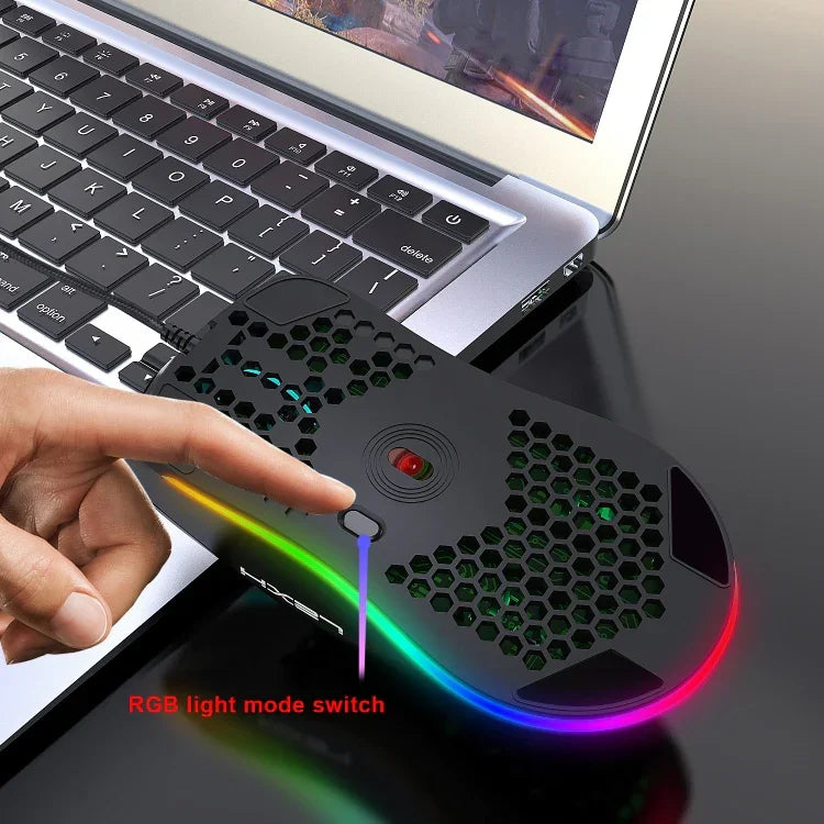 Chuột chơi game có dây HXSJ J900 với 6 phím và đèn RGB lập trình được (Màu trắng), J900 (Màu đen), J900 (Màu trắng)