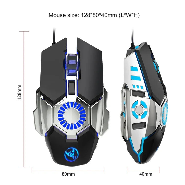 Chuột chơi game có dây HXSJ J700 có đèn màu lập trình thể thao điện tử, J700
