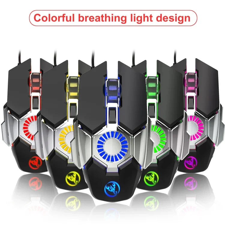 Chuột chơi game có dây HXSJ J700 có đèn màu lập trình thể thao điện tử, J700