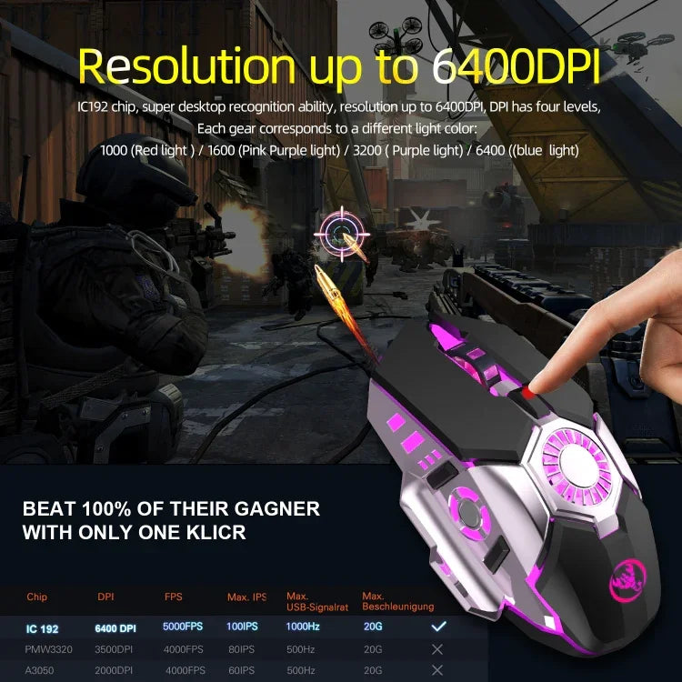 Chuột chơi game có dây HXSJ J700 có đèn màu lập trình thể thao điện tử, J700