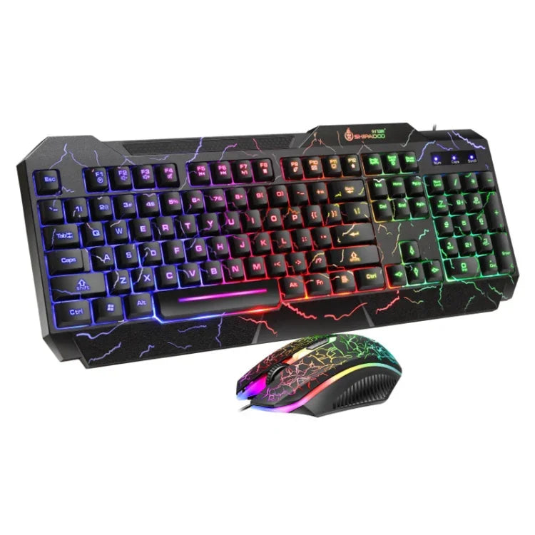 Bộ bàn phím và chuột chơi game có dây SHIPADOO D620 104 phím RGB đèn nền màu vỡ cho laptop, PC