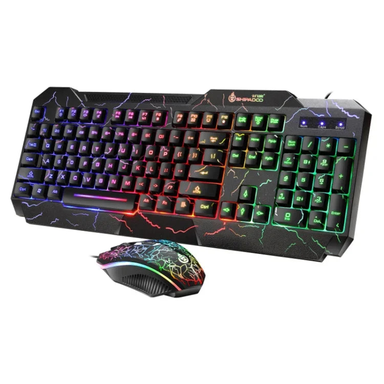 Bộ bàn phím và chuột chơi game có dây SHIPADOO D620 104 phím RGB đèn nền màu vỡ cho laptop, PC