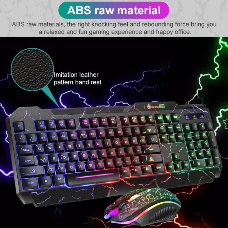 Bộ bàn phím và chuột chơi game có dây SHIPADOO D620 104 phím RGB đèn nền màu vỡ cho laptop, PC