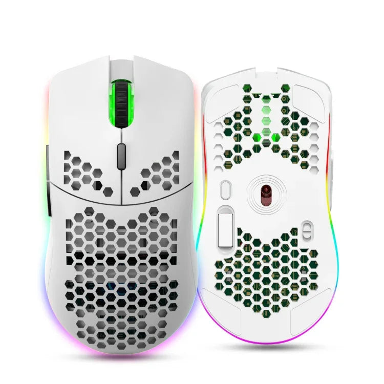 Chuột chơi game không dây có đèn màu lập trình 7 phím HXSJ T66, T66 (Trắng)