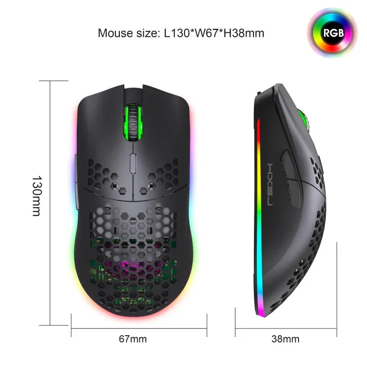 Chuột chơi game không dây có đèn màu lập trình 7 phím HXSJ T66, T66 (Trắng)