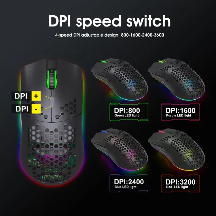 Chuột chơi game không dây có đèn màu lập trình 7 phím HXSJ T66, T66 (Trắng)