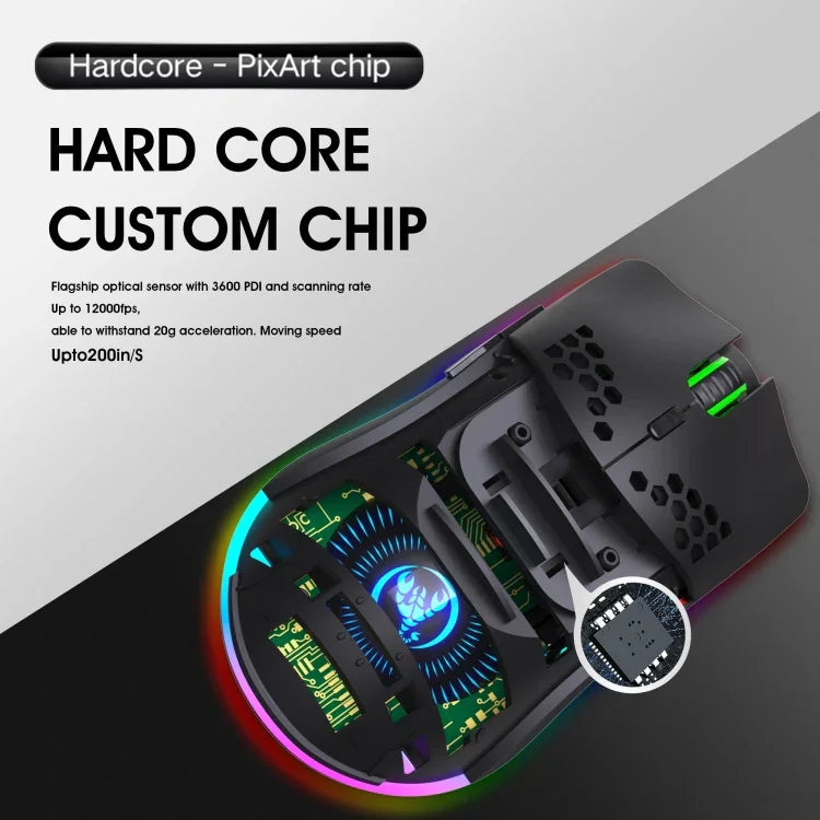 Chuột chơi game không dây có đèn màu lập trình 7 phím HXSJ T66, T66 (Trắng)