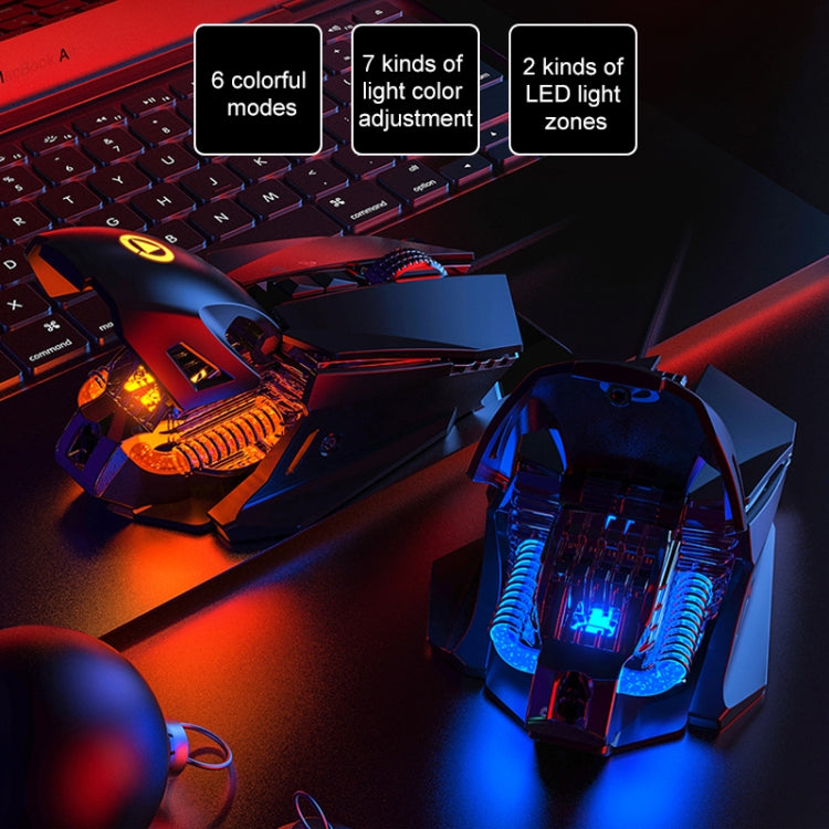 Chuột cơ kim loại có dây YINDIAO G10 7200DPI 7 chế độ điều chỉnh 7 phím đèn RGB, kiểu: Phiên bản âm thanh