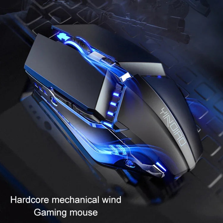 Chuột cơ có dây YINDIAO 6 phím, USB, im lặng cho chơi game và văn phòng, màu đen