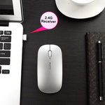 Chuột không dây Bluetooth sạc lại HXSJ M90 2.4GHz siêu mỏng, im lặng, chế độ kép cho laptop