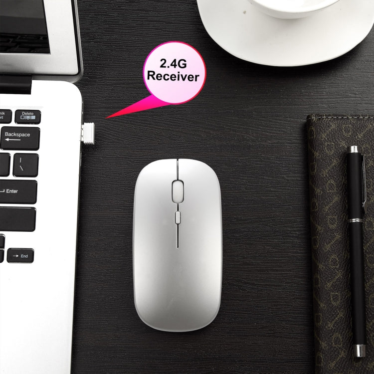Chuột không dây Bluetooth sạc lại HXSJ M90 2.4GHz siêu mỏng, im lặng, chế độ kép cho laptop