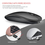 Chuột không dây Bluetooth sạc lại HXSJ M90 2.4GHz siêu mỏng, im lặng, chế độ kép cho laptop