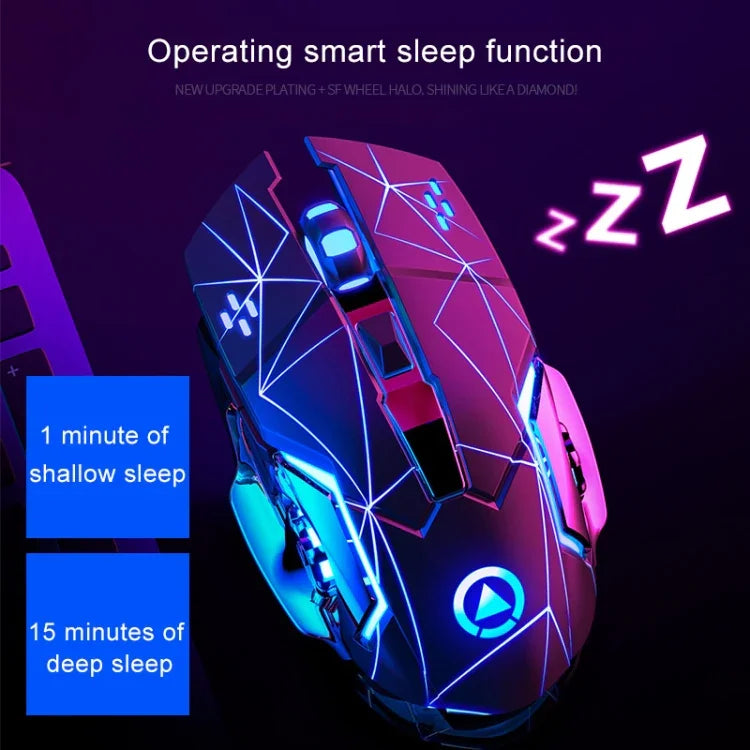 Chuột chơi game không dây sạc lại YINDIAO A4 2.4GHz 1600DPI, 3 chế độ điều chỉnh, im lặng, màu xám bạc và đen bạc