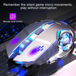 Chuột chơi game không dây sạc lại YINDIAO A4 2.4GHz 1600DPI, 3 chế độ điều chỉnh, im lặng, màu xám bạc và đen bạc