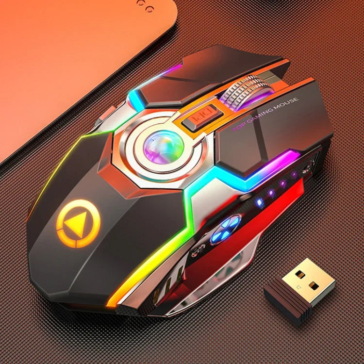 Chuột chơi game không dây sạc lại YINDIAO A5 2.4GHz 1600DPI, 3 chế độ điều chỉnh, đèn RGB, im lặng