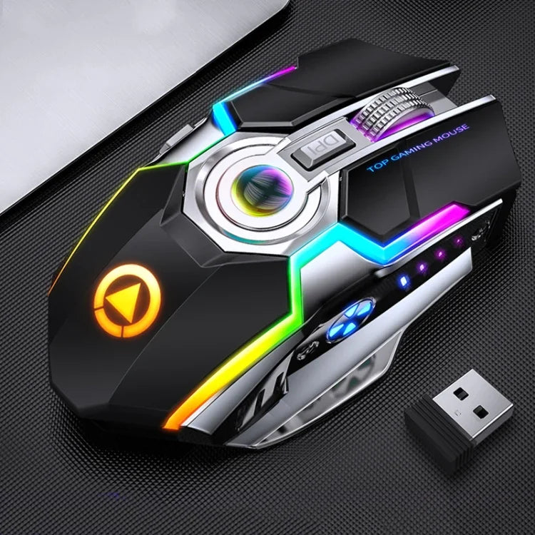 Chuột chơi game không dây sạc lại YINDIAO A5 2.4GHz 1600DPI, 3 chế độ điều chỉnh, đèn RGB, im lặng