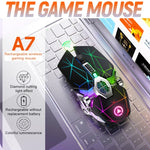 Chuột chơi game không dây sạc lại YINDIAO A7 2.4GHz 1600DPI, 3 chế độ điều chỉnh, 7 phím, đèn RGB, im lặng