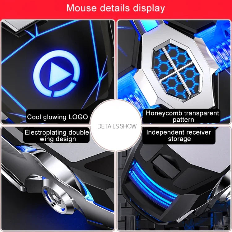 Chuột chơi game không dây sạc lại YINDIAO A7 2.4GHz 1600DPI, 3 chế độ điều chỉnh, 7 phím, đèn RGB, im lặng