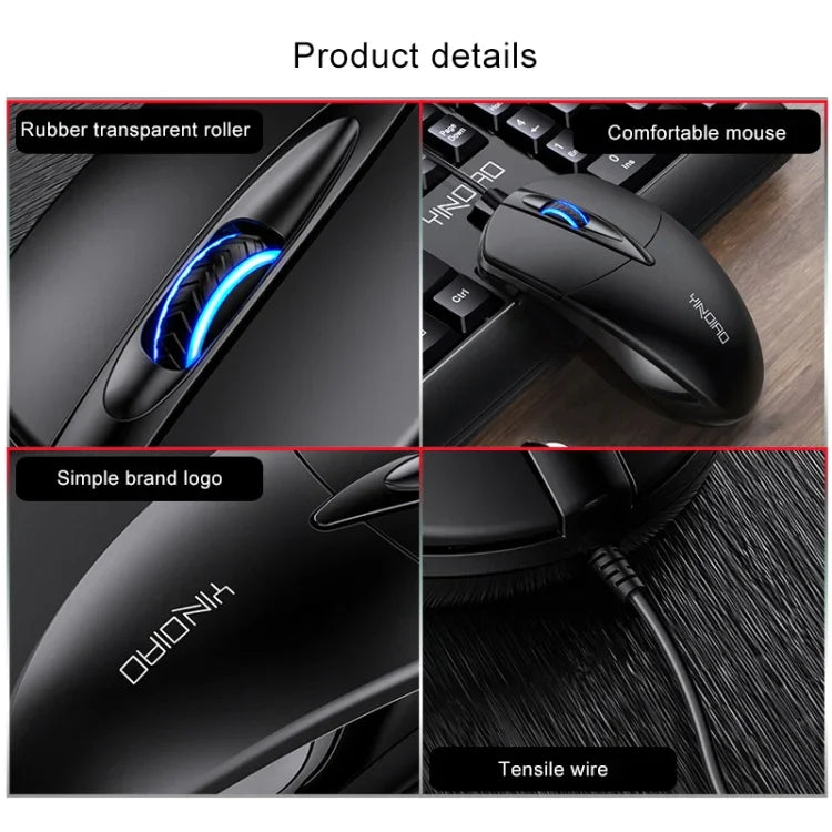 Chuột có dây YINDIAO G2 1000DPI, 3 phím, đèn RGB, dùng cho công việc