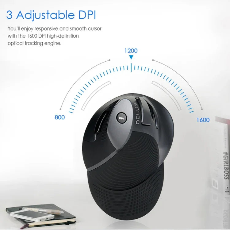 Chuột dọc không dây công thái học DELUX M618GX 1600DPI, chuột quang M618GX