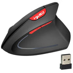 Chuột dọc không dây công thái học HXSJ T24 2.4G 2400 DPI với 6 nút và đầu thu USB, màu đen và xám