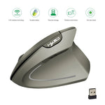 Chuột dọc không dây công thái học HXSJ T24 2.4G 2400 DPI với 6 nút và đầu thu USB, màu đen và xám