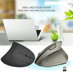 Chuột dọc không dây công thái học HXSJ T24 2.4G 2400 DPI với 6 nút và đầu thu USB, màu đen và xám