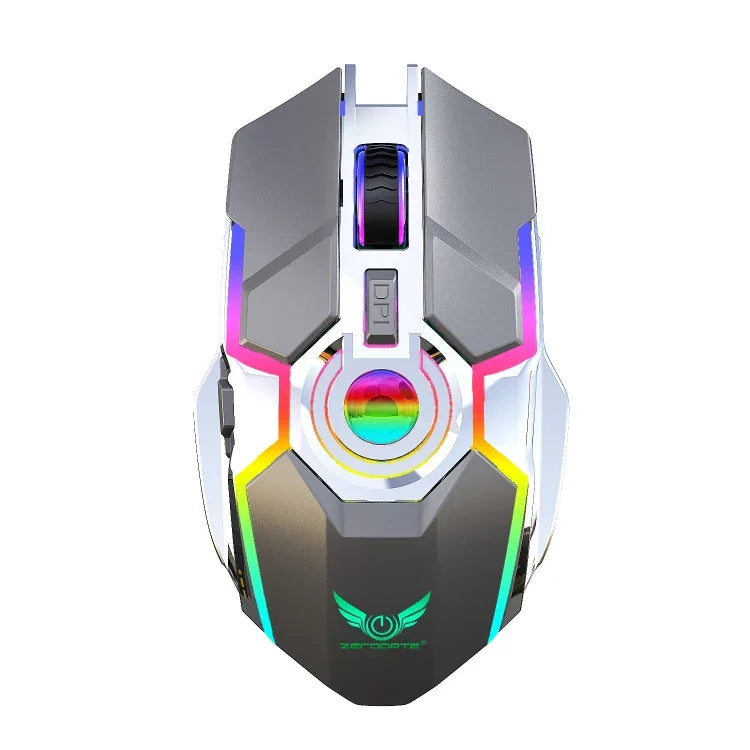 Chuột quang không dây ZERODATE T30 2.4GHz 2400DPI, đèn nền RGB điều chỉnh 3 tốc độ, màu trắng