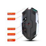 Chuột quang không dây ZERODATE T30 2.4GHz 2400DPI, đèn nền RGB điều chỉnh 3 tốc độ, màu trắng