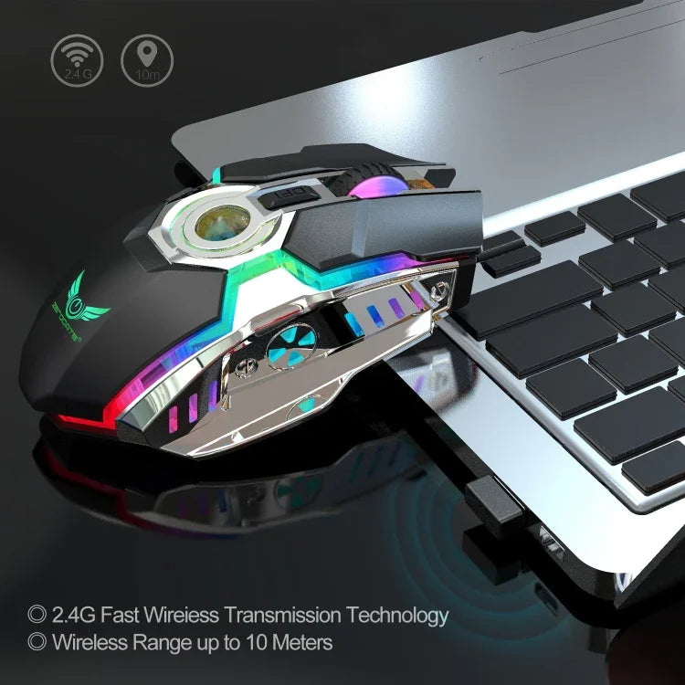 Chuột quang không dây ZERODATE T30 2.4GHz 2400DPI, đèn nền RGB điều chỉnh 3 tốc độ, màu trắng
