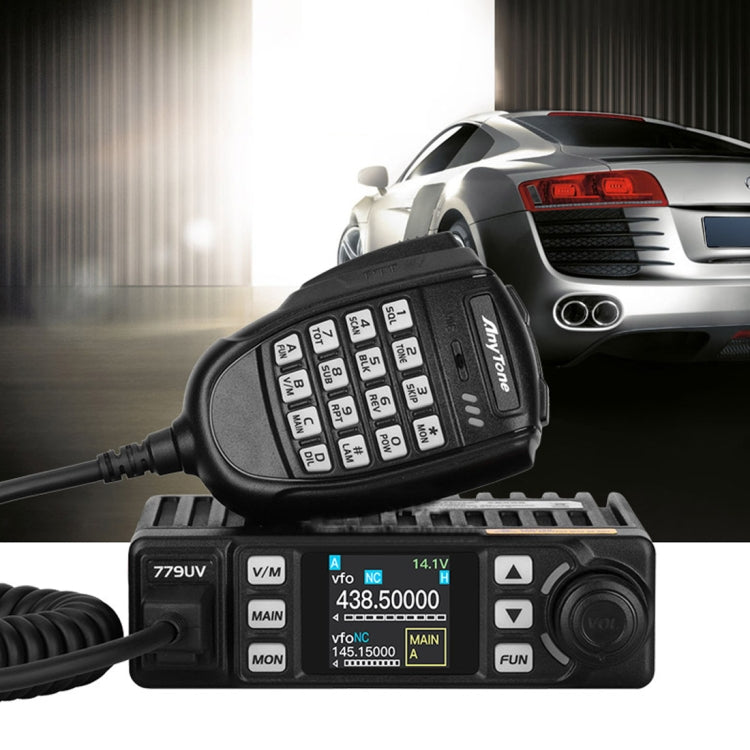Bộ đàm di động AnyTone AT-779UV VHF / UHF hai băng tần 200 kênh 25W FM cho xe hơi