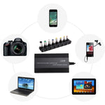 Sạc đa năng 100W cho laptop với sạc xe hơi & adapter nguồn AC & 8 adapter nguồn & 1 cổng USB cho Samsung, Sony, Asus, Acer, IBM, HP, DELL, phích cắm UK, AU, EU, UK