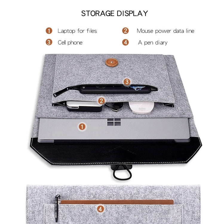 Túi lót laptop đa năng bằng nỉ có nút bấm cho laptop 12.5 inch, 12.5 inch