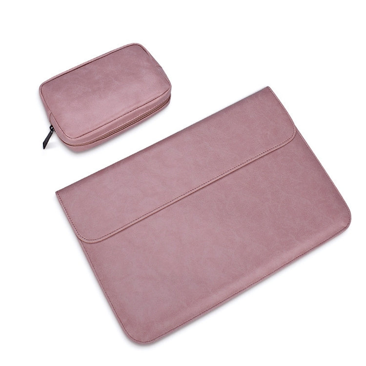 Túi lót laptop bằng da PU01S, khóa nam châm ngang vô hình cho laptop 14.1 inch, kèm túi nhỏ, 14.1 inch kèm túi nhỏ