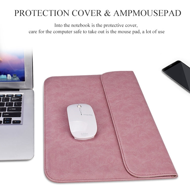 Túi lót laptop bằng da PU01S, khóa nam châm ngang vô hình cho laptop 14.1 inch, kèm túi nhỏ, 14.1 inch kèm túi nhỏ