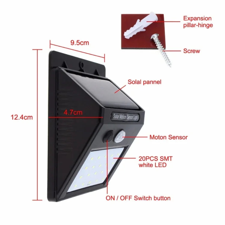 20 đèn LED cho sân vườn / nhà / lối đi / cầu thang / tường ngoài, 20 đèn LED ánh sáng trắng
