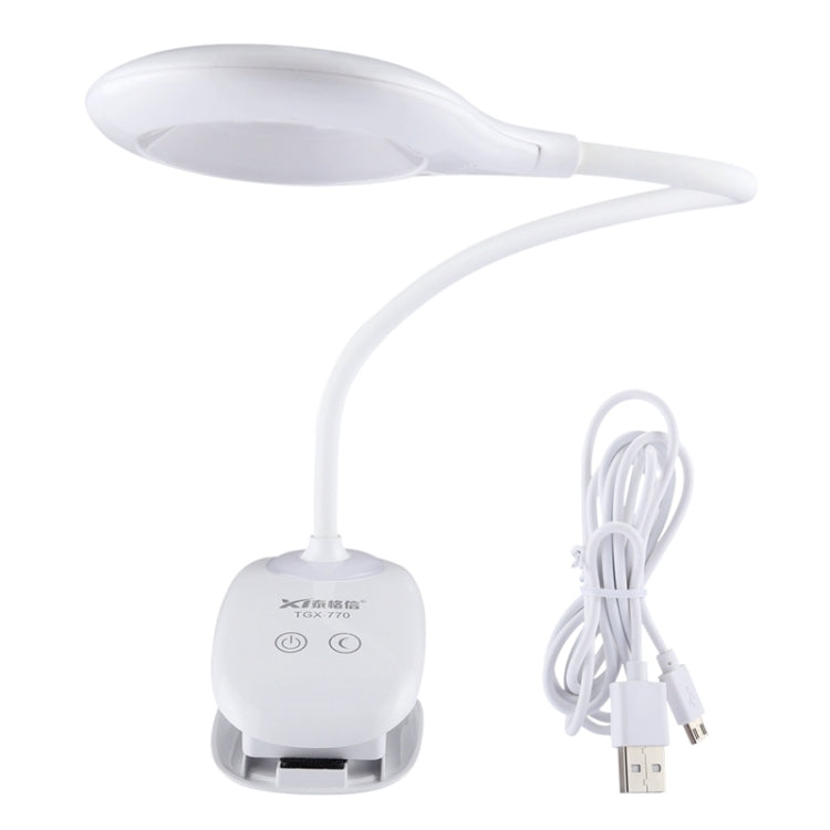 Đèn bảo vệ mắt thiết kế vòng rỗng cổ ngỗng linh hoạt 28 LED kèm kẹp và chức năng đèn ngủ nhỏ, TGX-770