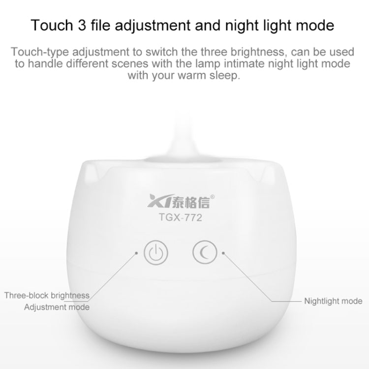 Đèn bảo vệ mắt thiết kế vòng rỗng cổ ngỗng linh hoạt 28 LED kèm giá đỡ bút / chức năng đèn ngủ nhỏ, TGX-772
