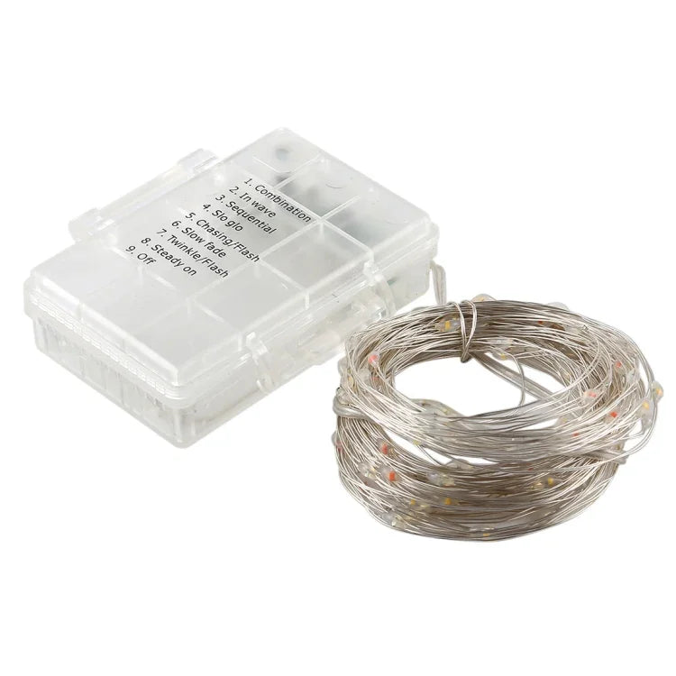 Đèn dây 50 bóng LED dùng 3 pin AA, đèn trang trí đèn tiên có điều khiển từ xa, DC 5V, ánh sáng nhiều màu/điều khiển từ xa, ánh sáng trắng/điều khiển từ xa, ánh sáng trắng ấm/điều khiển từ xa